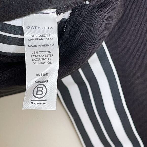 Athleta 24/7 Striped Crew Sweatshirt Pullover Black White Small S Crew Neck - Picture 8 of 11